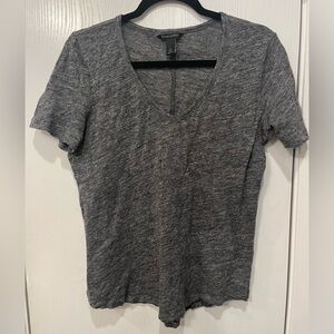 Banana Republic Women's Linen Short Sleeve V-Neck T-Shirt Dark Gray Sz Large
